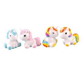 Abaodam 4pcs Unicorn Micro Landscape Miniature Resin Ornaments Set Cute Desktop Handicrafts for Random Colors Random Color