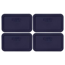 Pyrex 7214-PC 4.8 Cup Dark Blue Rectangle Plastic Food Storage Lid (4 Pack)