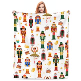 Christmas Nutcracker Throw Blanket for Boys Girls,Mouse Soldier Prince Fairy Gift Blanket for Adult Men Women,White Soft Lightweight Warm Flannel Throw Blanket for Christmas Bed Couch Living Room