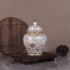 Enamel Ginger Jar with Lid 7.72"H,Handmade Chinoiserie Ginger Jar, Ceramic