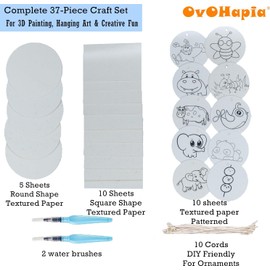 OvOHapia 3D Foam Texture Painting Kit, Magic Puffy Paint, Magic 25 DIY Canvas Sponge Paper Art Set with Popcorn Bubble Drawing Sheets, Fun Crafts (Refill Set)
