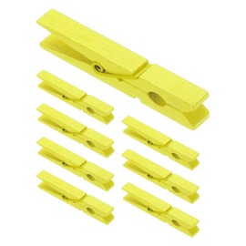 PATIKIL 2.8" Wooden Colored Clothes pins, 100 Pcs Colorful Wooden Clothes Clips Strong Grip Photo Clips for Pictures Hanging Clothes Photos Decorative Crafts, Yellow