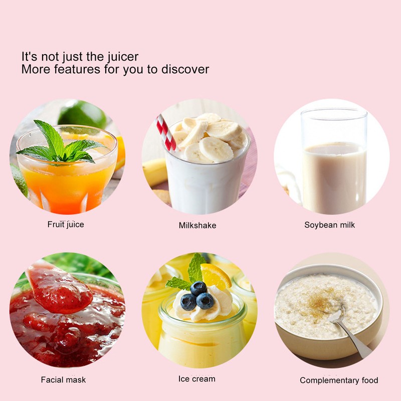 Electric USB Juicer Blender Green 6 Leaf Blades 1300mAh 500ml