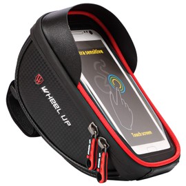 Emoly -r1 - Bolsas de soporte para teléfono de bicicleta – Bolsa para marco frontal de bicicleta de primera calidad, impermeable, con orificio para auriculares para smartphone de menos de 6 pulgadas, color rojo