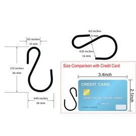 Yikla S Hooks for Hanging Plants, Clothes, Black S Shaped Hooks Made of Metal Iron, Heavy Duty S-Hooks, 50 Pack