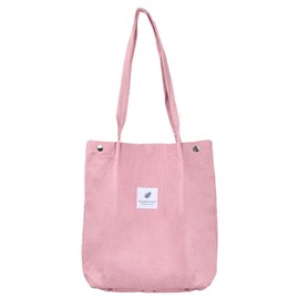 Tibapla Large Corduroy Shoulder Bag, Cord Bag, Women's Shopper Tote Bag, Corduroy Handbag, Shoulder Bags, Tote Handbag for Everyday, Office, School Trips and Shopping, pink