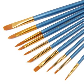 AKORD Multifunctional Nylon Paint Brushes, Plastic, Sky Blue, Set of 10