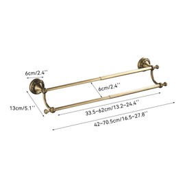 Antique Bronze Brass Double Towel Bar,Adjustable 15.5 to 27.5 Inch Bath Towel Bar Rack for Bathroom Towel Holder, Wall Mounted Bathroom Hardware Accessories,Pattern Carving Design