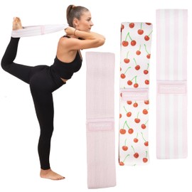 PowerFlex Fabric Resistance Bands - Set of 3 Excercise Bands - Multi Colored Fitness Bands for Home Workout & Yoga, Easy to Carry, Varying Resistance Levels (Pink)