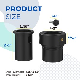 ANTOBLE Pool Umbrella Pole Stabilizer Insert for Baja Deck Pool Sleeves, Secure Fit 1.5" & 1.35" Threaded Umbrellas, Anti-Tilt Anti-Spin Design Heavy Duty, Black