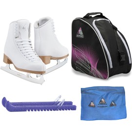 Jackson Ultima Figure Ice Skates Classic JC500 / Medium to Wide/Adult 4 Bundle with Bag, Guardog Skate Guards, Towel