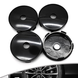 Flygun 4 PCS Car Hub Center Cap, OD 2.36" ID 2.2" High 0.59" Snap-On Plastic Drop-Proof Protection Accessories, Auto Hub Modification Decoration, Universal for Most Cars (Black)