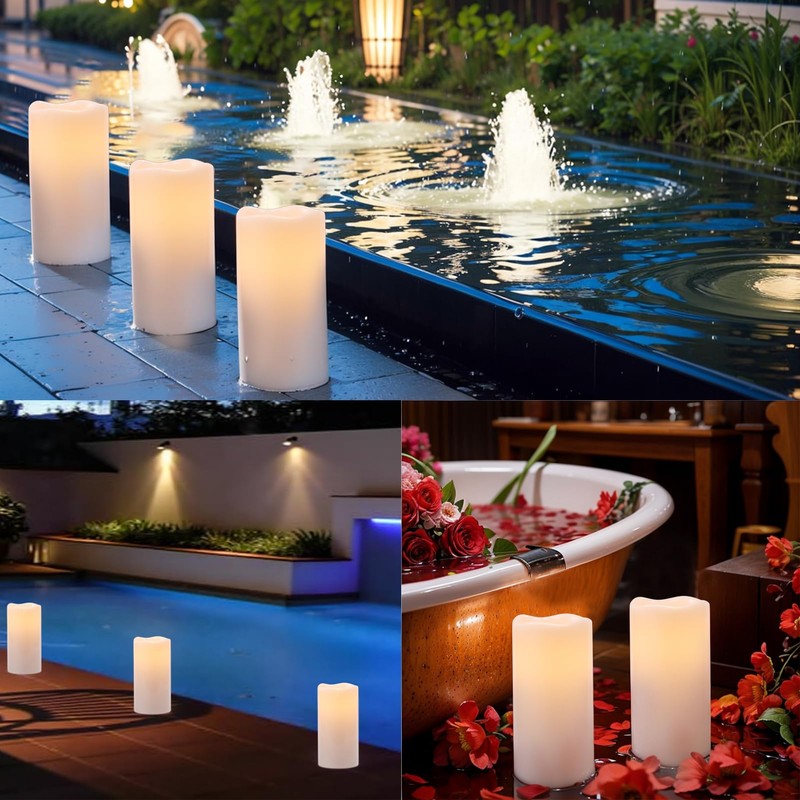 GenSwin Waterproof Outdoor Flameless Candles Battery Operated with Remote Timer,
