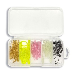Orurudo Fishing Tackle Ajing・Meballing Worm Set with Jig Head, Normal Type, Case Included (A Color) qb100212a01n0