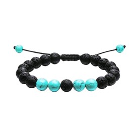 Textiles 4 Home Natural Lava Stone Bracelet Adjustable For Women Men Essential Oil Anxiety Stress Beaded Bracelet (Turquoise)