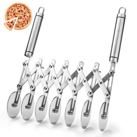 7 Wheel Pastry Cutter,Stainless Steel Pizza Slicer, Expandable Pizza Slicer Multi-Round Pastry Knife Baking Cutter Roller Cookie Dough Cutter Divider