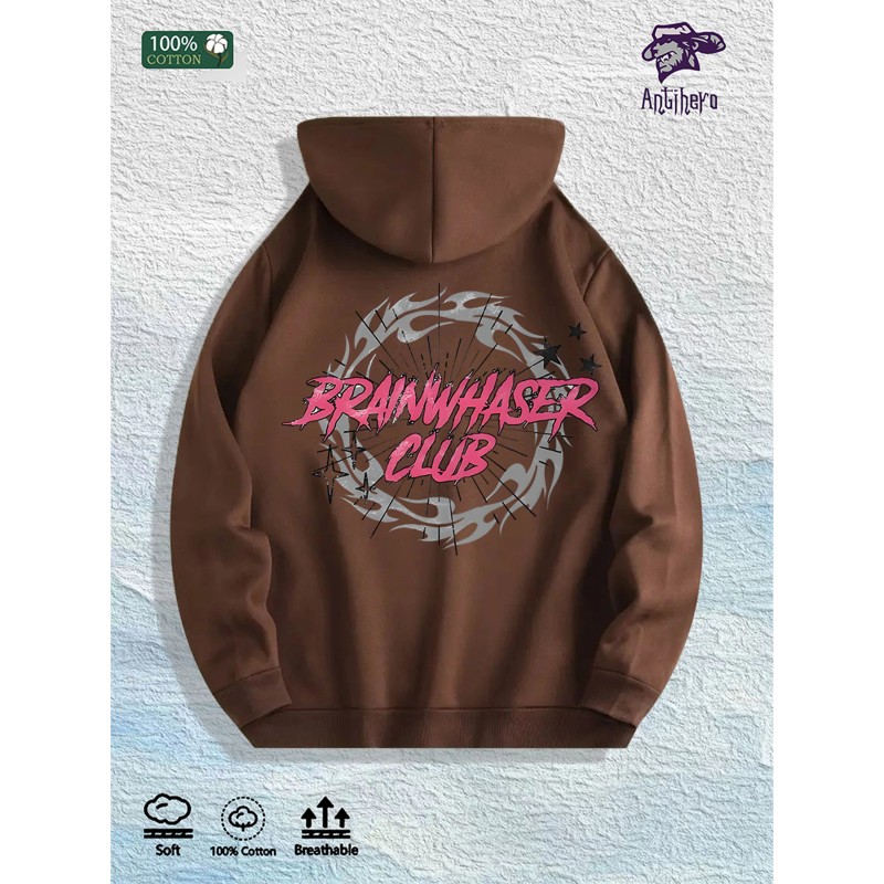 Brainwasher Club Graphic Hoodie 100% Cotton US Warehouse 7 ColorsColor: