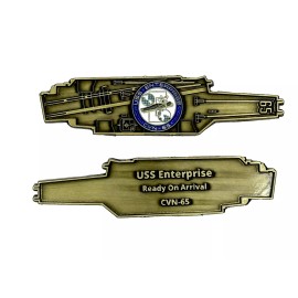 USS Enterprise  (CVN-65) - Navy Challenge Coin - Carrier Shape