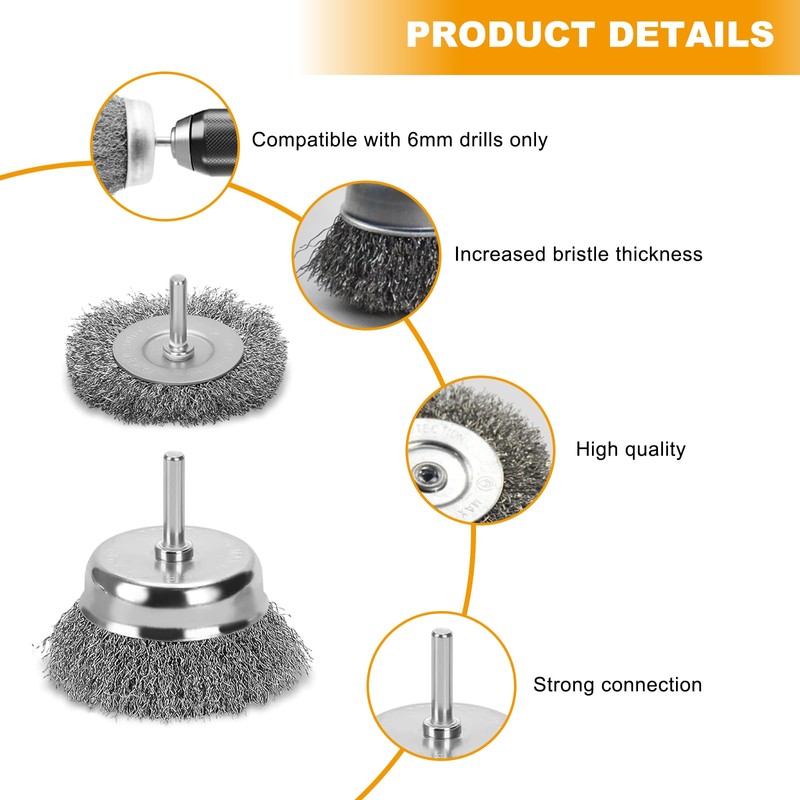 Pmueuff Wire Brush Drill, 9-Piece Wire Brush Set for Drill,