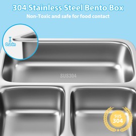 Freshmage Stainless Steel Double-Layer Bento Box Container with 3 Compartments, Large Capacity Leakproof and BPA Free Bento Lunch Box, Durable,Drop-Proof, Dishwasher Safe, Pink