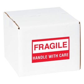 Aviditi Tape Logic 3" x 5","Fragile Handle with Care" Red/White Warning Sticker, for Shipping, Handling, Packing, and Moving (1 Roll of 500 Labels)