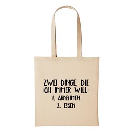 huuraa Jute Bag Two Things I Will Lose Weight Food Gift Idea for Men and Women Bag Cotton for Friends and Family, beige