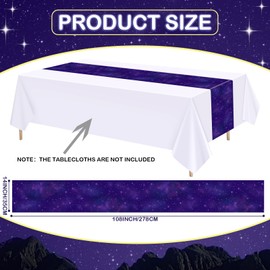 Mindsoft 6 Pieces Space Table Runner 14 x 108 Inches Cosmos Galaxy Table Runner Disposable Plastic Star Table Runner for Wedding Birthday Party Decorations Dining Room Kitchen Decor Supplies (Purple)