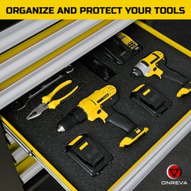 Onreva Tool Box Foam, 1PC 48x24x2 inch, Foam Inserts for Cases, Polyethylene Storage Sheets for Toolbox Hard Case, Tool Shadow Insert, Kaizen Organizer Sheet, Black with Yellow