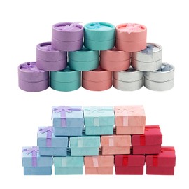 TACYKIBD 24-Piece Jewellery Gift Box Set with Bow and Decorative Ribbon, Gift Box with Lid for Jewellery, Cardboard Ring Boxes for Jewellery Presentation, Anniversaries, Birthdays, Christmas,