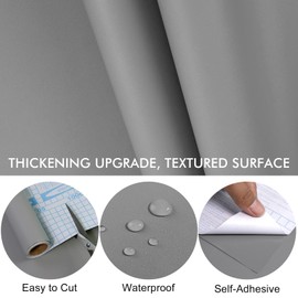 Biyoee Grey Peel and Stick Wallpaper 15.7”x 118” Matte Grey Self-Adhesive Removable Contact Paper Solid Color Waterproof Vinyl Roll for Cabinets Furniture Renovation Bedroom Wall Covering