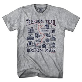 Chowdaheadz Boston Freedom Trail Sites T-Shirt - Unisex Vintage Tee Soft Cotton Blend