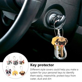 6pcs Cartoon Key Set Animal Car Keychain House Key Caps Animal Protect Top Identifiers Car Key Labeling Tags Car Chain Animal Key Covers Alarm Hacker Soft Rubber