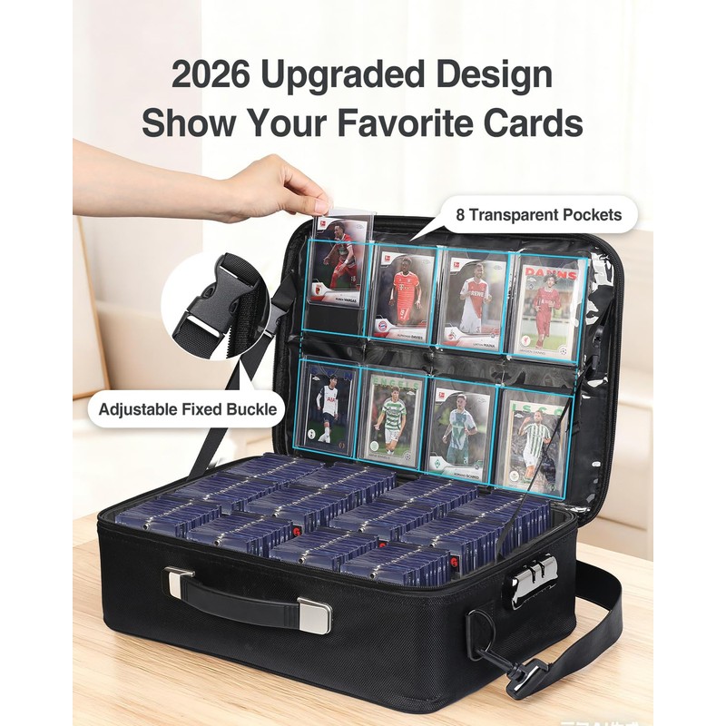 Luxtude Trading Card Storage Box w/Adjustable Dividers, Card Carrying Case