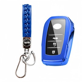 5 colours: MEDZUK compatible with Toyota Corolla Cross 2019-2023 2024 car key case with key ring accessories (blue)