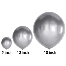 OTMVicor 18inch Large Size Metallic Balloons, 5pcs Shiny Silver Balloons for Birthday Wedding Party Decoration