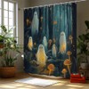 Spooky Ghost Mushroom Shower Curtain Grey Foggy Forest Cute Halloween