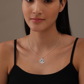 LeCalla 925 Sterling Silver Mother Mary Pendant Necklace for Women | Enamel Mother Mary Dog Tag Necklace with Cable Chain | Women’s Religious Pendant Necklace Jewelry 18 Inches