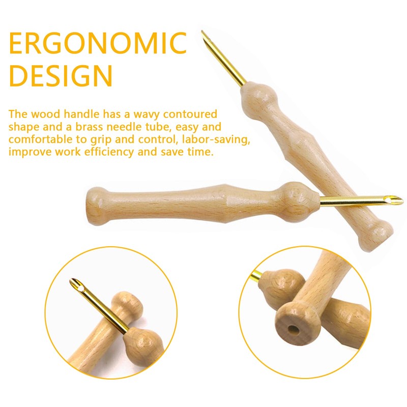 2Pcs Ergonomic Embroidery Punch Needles DIY Craft Stitching Punch Needle