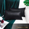 BRAWARM Faux Leather Pillow Covers 12 X 20 Inches, Black