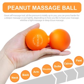 MURLIEN MURLIEN Peanut Massage Ball, Double Lacrosse Ball for Myofascial Release, Trigger Point Therapy, Muscle Relief, Acupoint Massage, Alleviating Neck, Shoulder, Back, Legs, or Muscle Tension - Orange