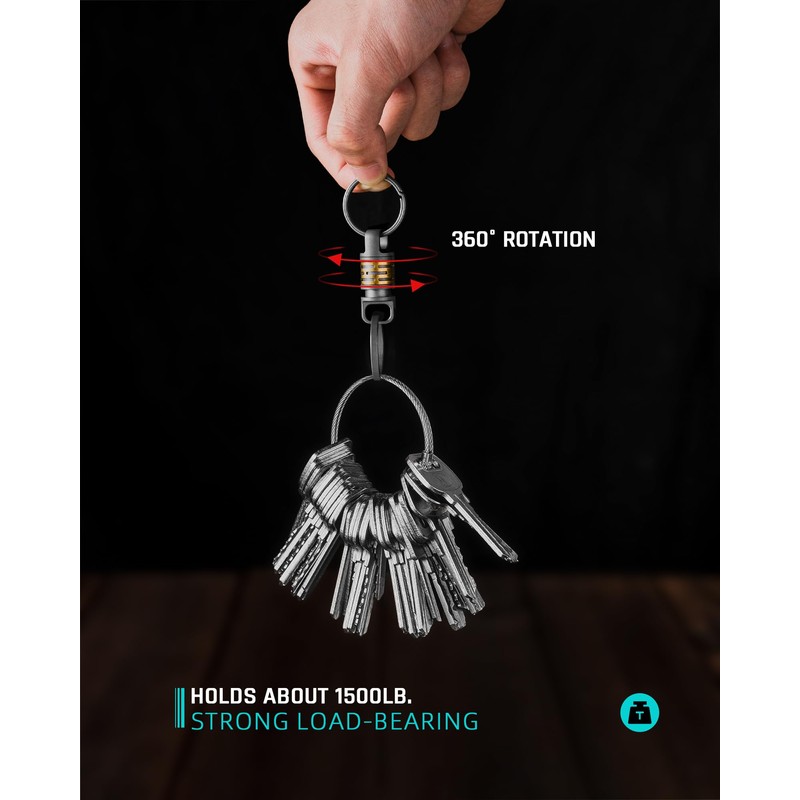 TISUR Titanium Quick Release Swivel Keychain, Heavy Duty Detachable Keychain