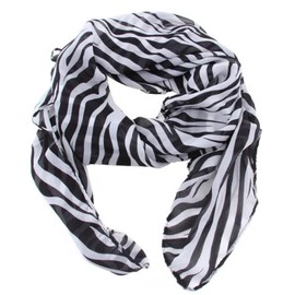 XuoAz Women Animal-Print-Scarf Chiffon-Shawl Fashion Zebra-Print Scarves Lightweight Long Wraps Neck Scarf