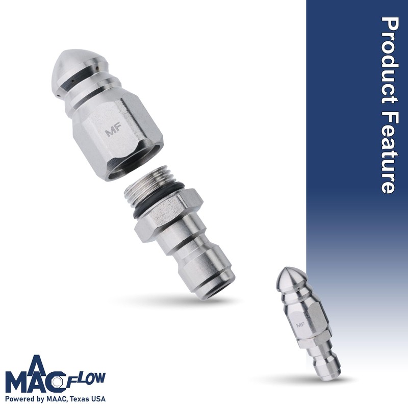 MAACFLOW MAACFLOW Sewer Jetter Nozzle For Pressure Washer Stainless Steel