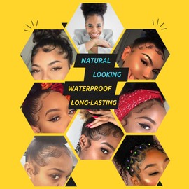 Onpep 21 Sheets Baby Hair Tattoo Stickers 21 Styles Temporary Tattoos Edges Hairline Lasting Waterproof Makeup for Black Women Fake Edge Curly Hair Bangs