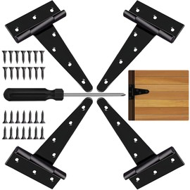 Voyzdx 4pzs Bisagra Tipo T Bisagra 5 Pulgadas con Tornillos, Bisagras Triángulo Puertas Madera Hierro, Bisagra para Hardware para Puerta de Granero, Cobertizo, Jardín