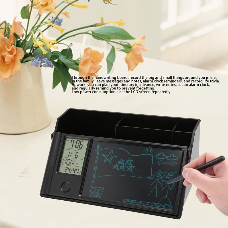 Multifunctional Electronic Calendar Desktop Storage Box with LCD Writing Pad