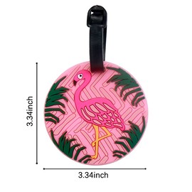 Jiezhi Flamingo Luggage Tag - Pink Luggage Tag for Travel Women,Funny Kids Backpack Suitcase Tag Cute Clear,Name ID Identifier Durable