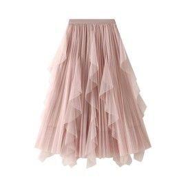 Buer Homie TüLrock Women's Long, 3-Layer Tulle Skirt with Mesh Insert, Cosy and Comfortable Midi Skirt for Office, Parties and More, pink, Unit size