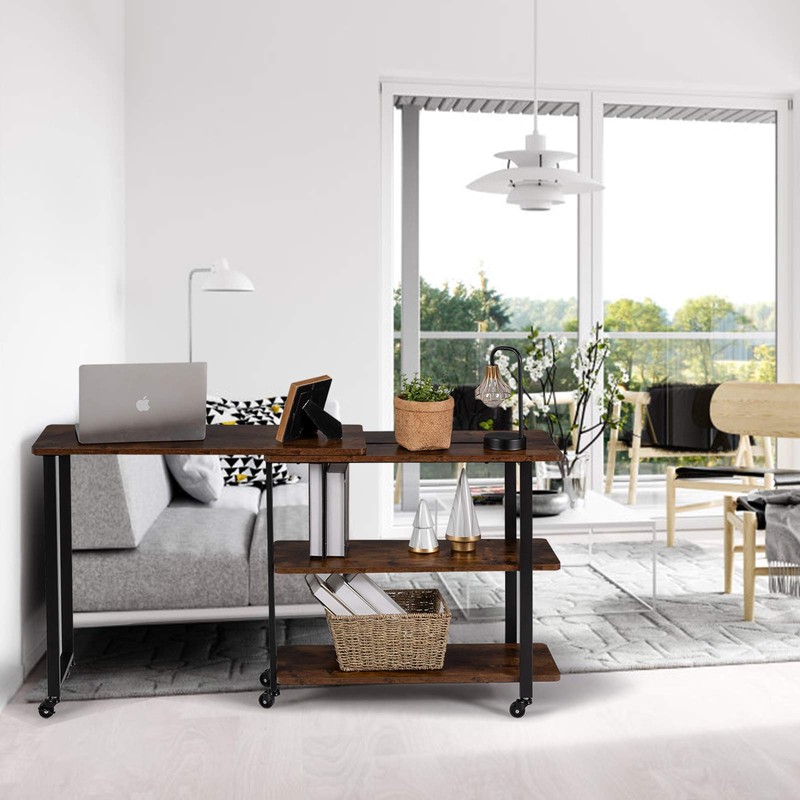 SPSUPE Sofa Side Table, 360°Free Rotating Mobile End Table, Movable