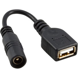 JacobsParts Barrel Jack to USB Type A Female Connector Adapter 5V Power Cable 5.5mm/2.1mm